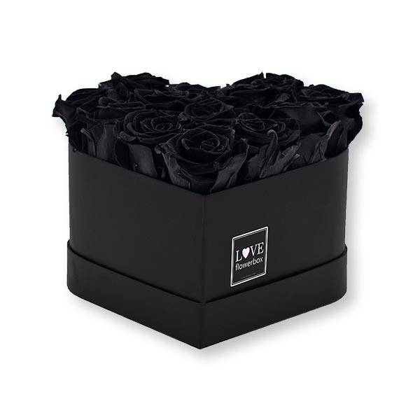 Flowerbox Herz | Medium | Rosen Black (Schwarz)