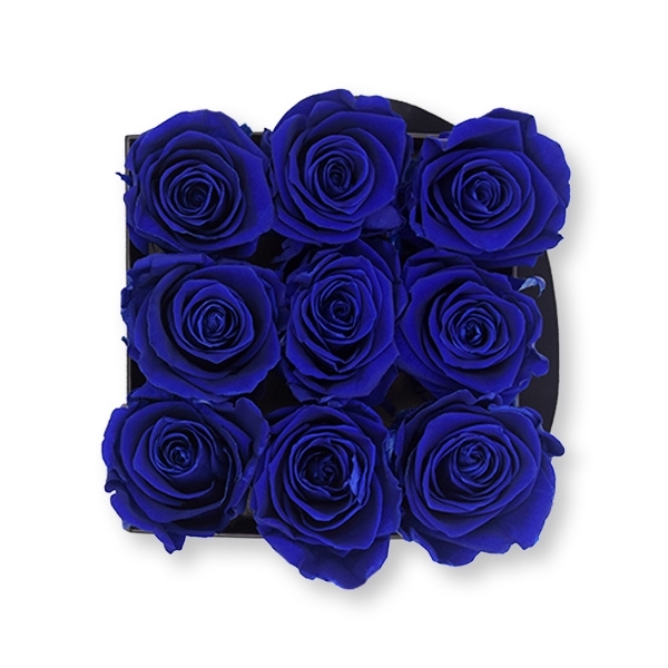 Rosenbox Infinity Rosen dunkel blau | Flowerbox eckig | M Modern white