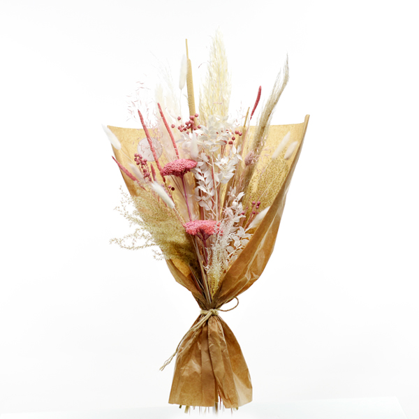 Trockenblumenstrauß Rosa Versuchung L | Trockenblumen weiss-rosa-pastell