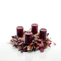 Trockenblumen Adventskranz | Winterzauber | Stumpenkerzen | 36cm | natur-bordeaux-beere-lila Trockenblumen Adventskranz | Winterzauber | Stumpenkerzen | 36cm | natur-bordeaux-beere-lila