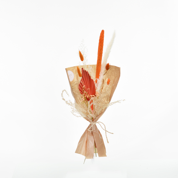 Trockenblumenstrauß Ambertraum S | weiss-natur-orange-amber