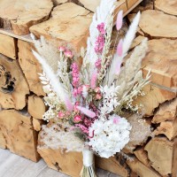 Trockenblumen Brautstrauß | Brautstrauss Trockenblumen | rosa pink natur weiß