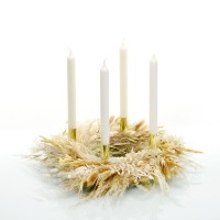 Trockenblumen Adventskranz | Boho Liebe | Spitzkerzen | 35cm | weiss-natur-braun Trockenblumen Adventskranz | Boho Liebe | Spitzkerzen | 35cm | weiss-natur-braun