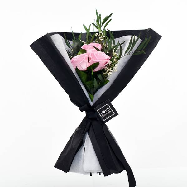 Rosenstrauß | Blumenstrauß mit 3 langstieligen Infinity Rosen | rosa