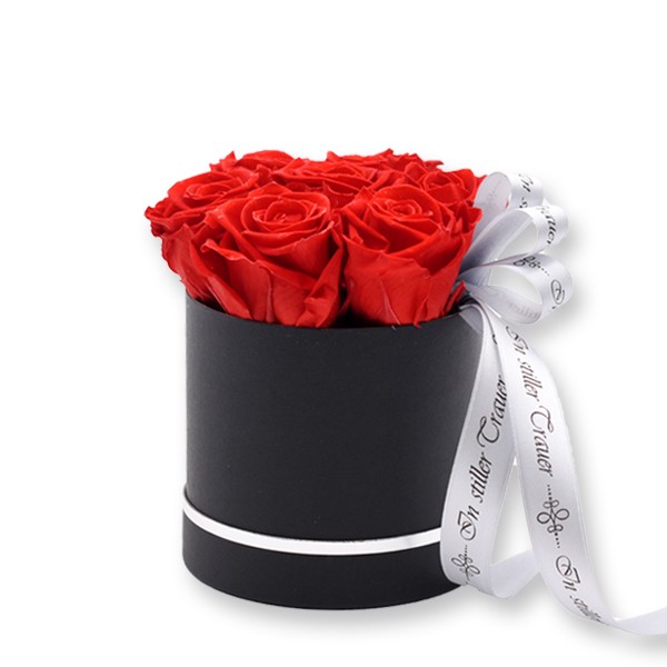 Rosenbox Trauer Infinity Rosen rot | Small | Beerdigung Trauerfeier | Geschenk Beerdigung