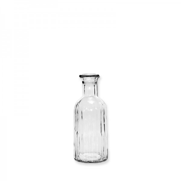 Vase Flasche Rille | Glas klar | 19cm