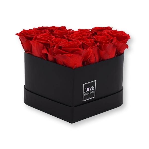 Rosenbox Herz Infinity Rosen rot | Flowerbox Herzbox | Medium black