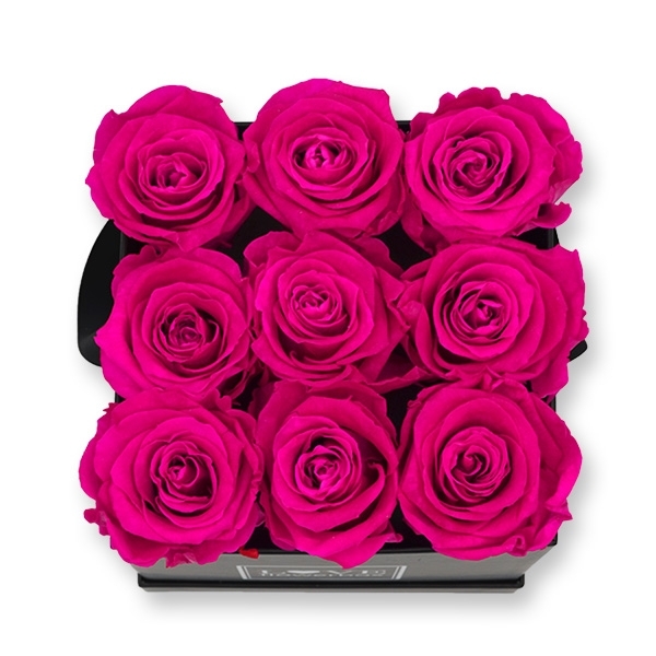Rosenbox Infinity Rosen pink | Flowerbox eckig | M Modern black