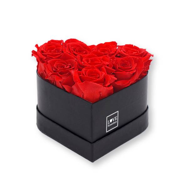 Rosenbox Herz Infinity Rosen rot | Flowerbox Herzbox | Small black