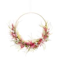 Trockenblumenkranz | Hoop | Traumfarben | gold 30 cm | Trockenblumen weiss-natur-rosa-pink | Pampasgras, Rosen, Lagurus, Statice, Fluffy Reed Gras Trockenblumenkranz | Hoop | Traumfarben | gold 30 cm | Trockenblumen weiss-natur-rosa-pink | Pampasgras, Rosen, Lagurus, Statice, Fluffy Reed Gras
