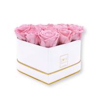 Flowerbox Herz gold | Medium | Rosen Bridal Pink (Hellrosa) Flowerbox Herz gold | Medium | Rosen Bridal Pink (Hellrosa)