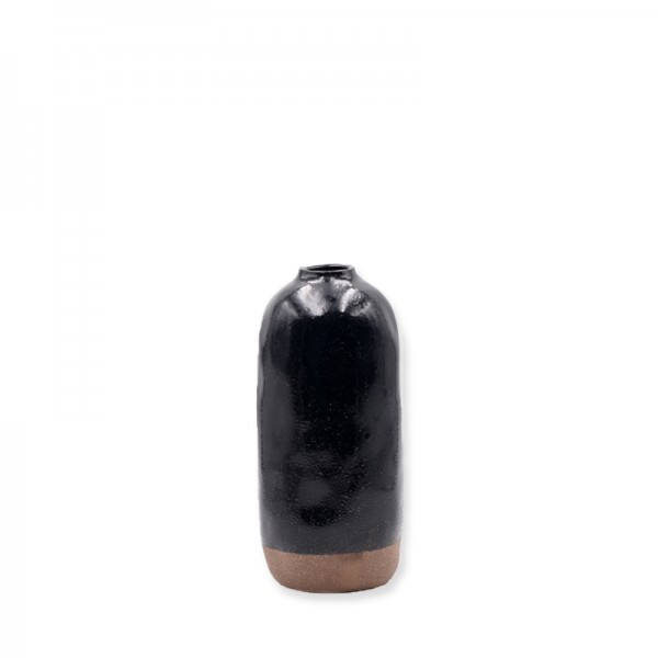 Vase Keramik | schwarz-braun | 19cm
