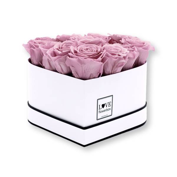 Rosenbox Herz Infinity Rosen altrosa | Flowerbox Herzbox | M white