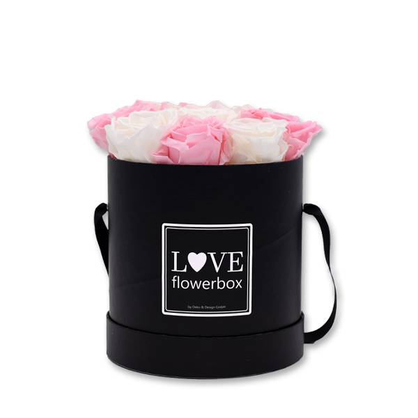 Flowerbox Modern | Medium | Infinity Rosen konserviert | weiss-rosa