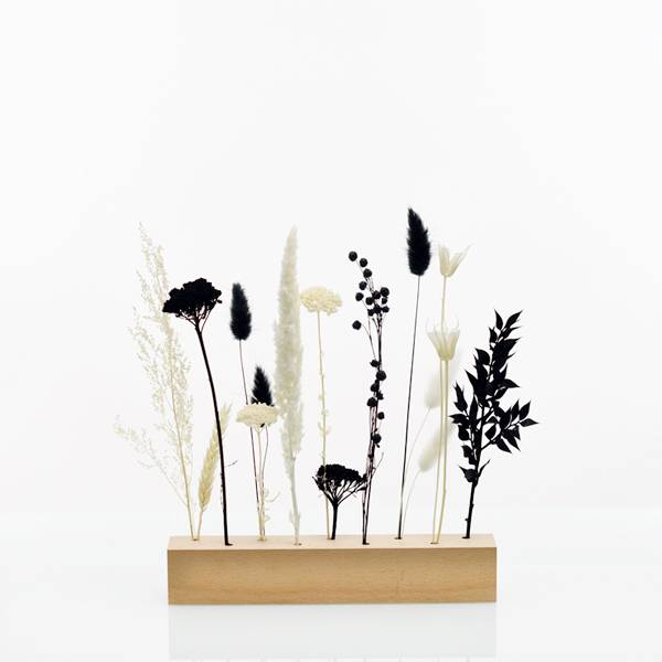 Trockenblumen | Blütenleiste | Holzleiste | Schwarz und Weiss