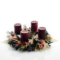 Trockenblumen Adventskranz | Wintertraum | Stumpenkerzen | 38cm | natur-bordeaux-rot-gold-grün Trockenblumen Adventskranz | Wintertraum | Stumpenkerzen | 38cm | natur-bordeaux-rot-gold-grün