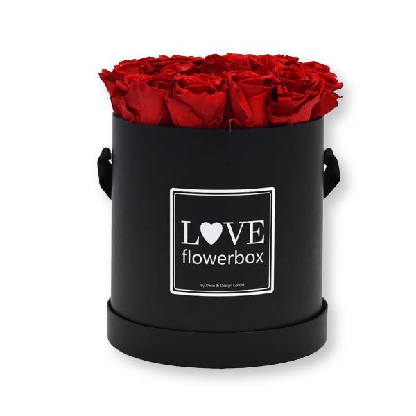 Rosenbox Infinity Rosen rot | Flowerbox | Blumenbox | Large Modern black | konservierte Rosen