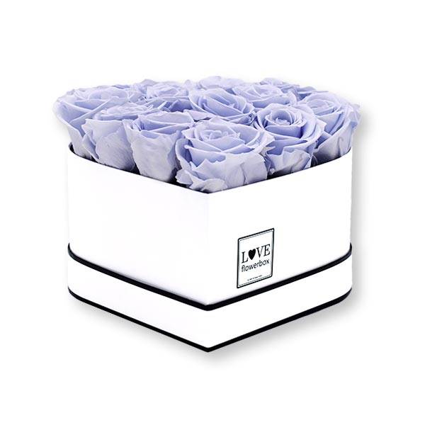 Flowerbox Herz | Medium | Rosen Cool Lavender (Eisblau)