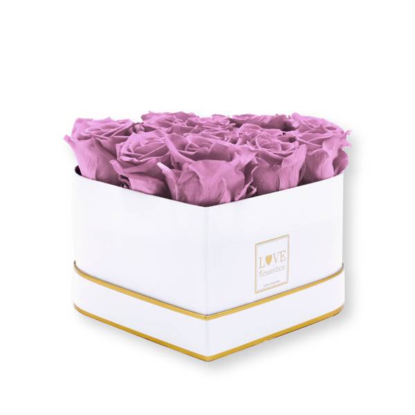 Rosenbox Herz Infinity Rosen altrosa | Flowerbox Herzbox | M white gold