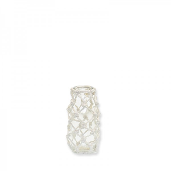 Vase Makramee | Glas mit Makramee natur | 10,5cm