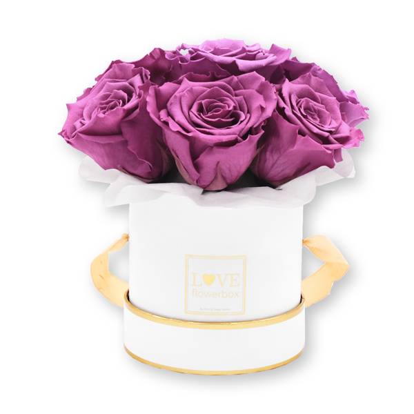 Flowerbox Bouquet gold | Small | Rosen Mauve (Altrosa)