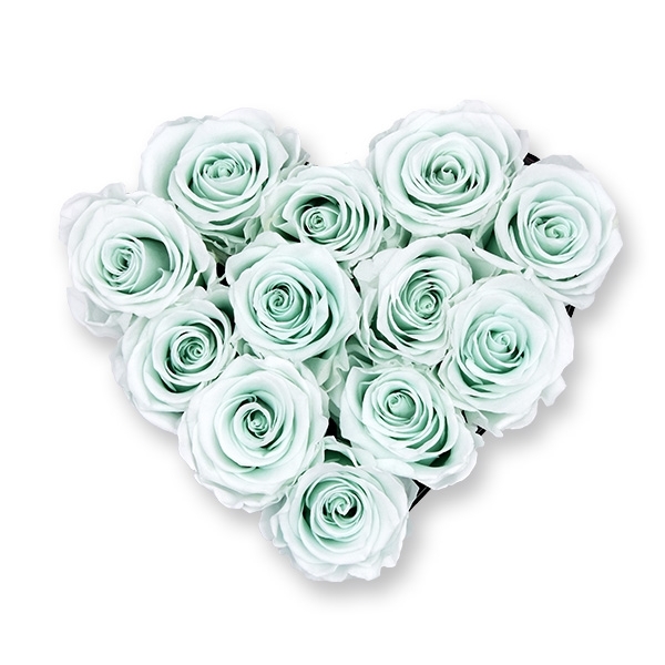 Rosenbox Herz Infinity Rosen grün | Flowerbox Herzbox | M white