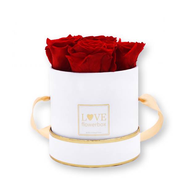 Rosenbox Infinity Rosen rot | Flowerbox | Blumenbox | S Modern weiss gold