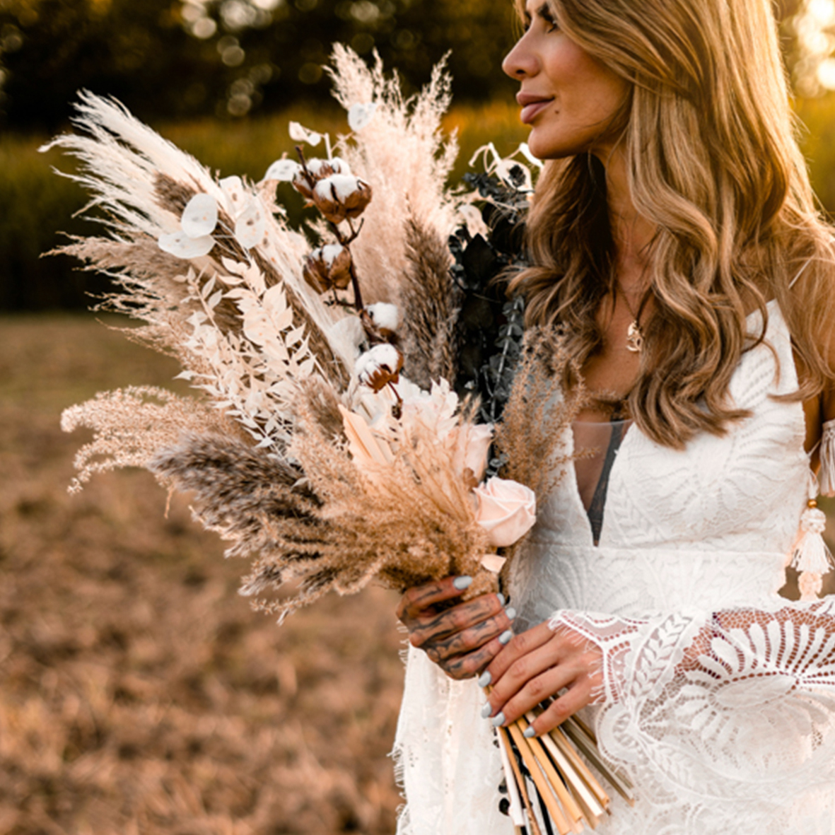 Trockenblumen Brautstrauß | Trockenblumenstrauß Hochzeit