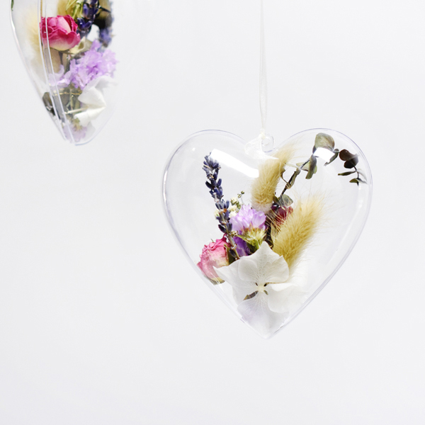 Trockenblumen | Blütenherz Acryl 10cm | pink-flieder