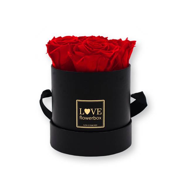 Rosenbox Infinity Rosen rot | Flowerbox | Blumenbox | S Modern schwarz gold