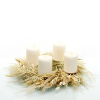 Trockenblumen Adventskranz | Boho Liebe | Stumpenkerzen | 35cm | weiss-natur-braun Trockenblumen Adventskranz | Boho Liebe | Stumpenkerzen | 35cm | weiss-natur-braun