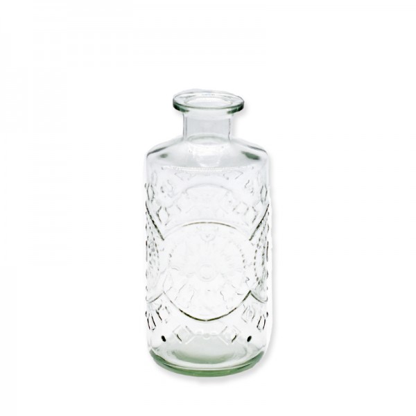 Vase Flasche Motiv | Glas klar | 21cm