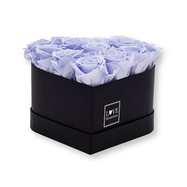 Flowerbox Herz | Medium | Rosen Cool Lavender (Eisblau)