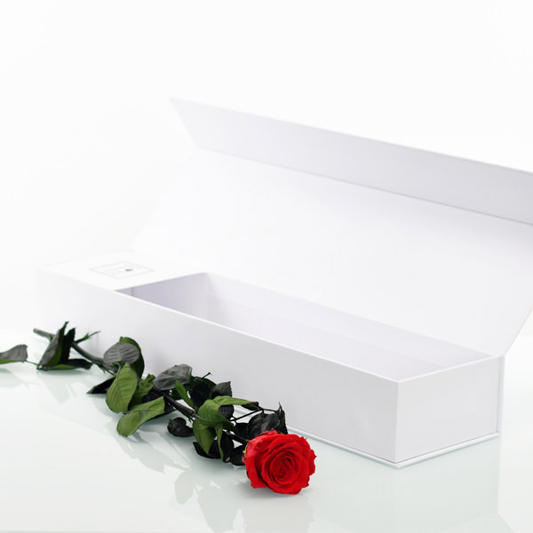 Rosenbox mit langstieliger Infinity Rose rot | Flowerbox | Blumenbox | white