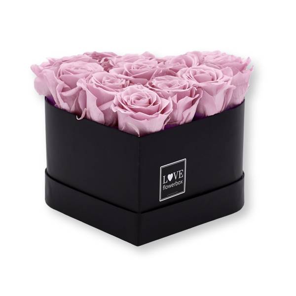 Rosenbox Herz Infinity Rosen altrosa | Flowerbox Herzbox | M black