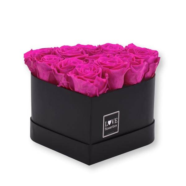Flowerbox Herz | Medium | Rosen Hot Pink (Pink)