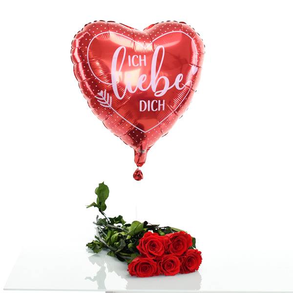 Flowerbox Set Langstiel Rose | Rosen Vibrant Red | Heliumballon