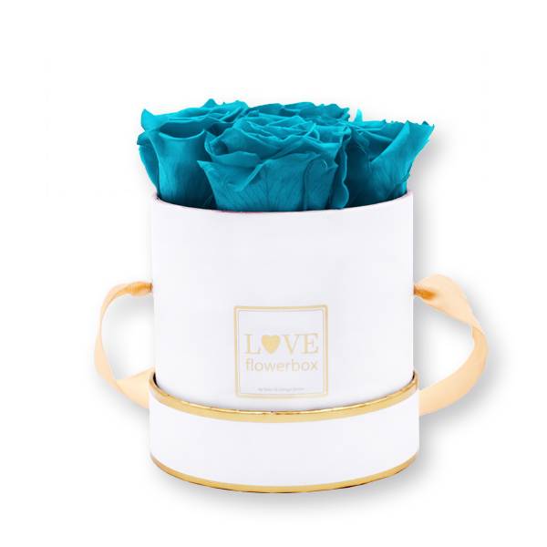 Flowerbox Modern gold | Small | Rosen Aqua (Türkis)
