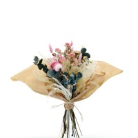Trockenblumenstrauß Traummoment S rund | rosa-natur-weiss-gruen-pink