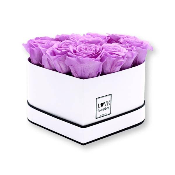 Flowerbox Herz | Medium | Rosen Baby Lili (Flieder)