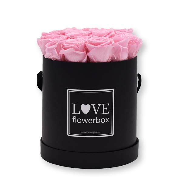 Rosenbox Infinity Rosen rosa | Flowerbox | Blumenbox | Large Modern black