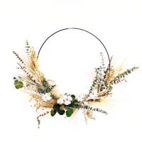 Trockenblumenkranz | Hoop | Natur Pur | schwarz 40 cm | Trockenblumen weiss-natur-grün-braun | Pampasgras, Eukalyptus, Baumwolle Trockenblumenkranz | Hoop | Natur Pur | schwarz 40 cm | Trockenblumen weiss-natur-grün-braun | Pampasgras, Eukalyptus, Baumwolle