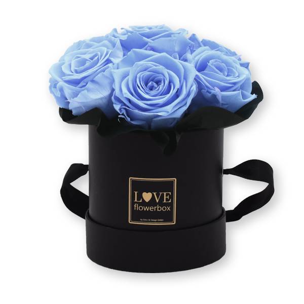 Flowerbox Bouquet gold | Small | Rosen Baby Blue (Hellblau)