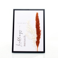 Trockenblumen Bilderrahmen mit Spruch Lieblingsmensch und gepressten Blumen | amber-schwarz-weiß Trockenblumen Bilderrahmen mit Spruch Lieblingsmensch und gepressten Blumen | amber-schwarz-weiß