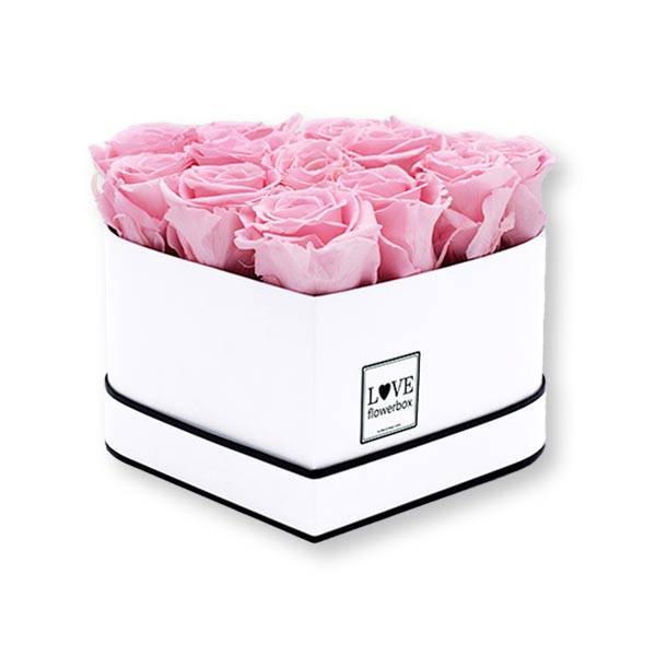 Rosenbox Herz Infinity Rosen rosa | Flowerbox Herzbox | M white