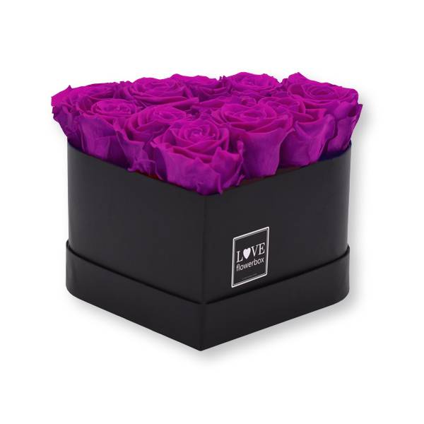 Rosenbox Herz Infinity Rosen lila | Flowerbox Herz | Medium | Rosen Purpur (Lila)