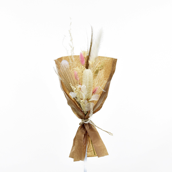 Trockenblumenstrauß Zarte Versuchung S | weiss-natur-rosa-braun