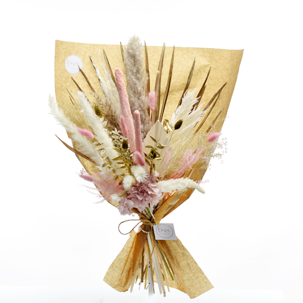 Trockenblumenstrauß Rosezauber L | Trockenblumen weiss-rosa-gold
