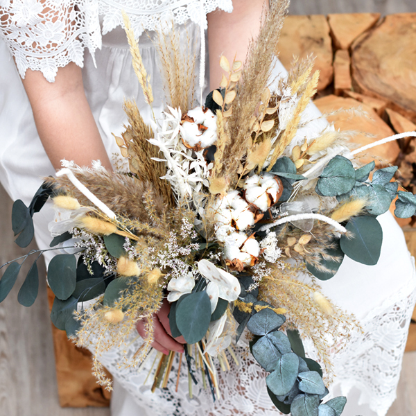 Trockenblumen Brautstrauß | Trockenblumenstrauß Hochzeit | natur